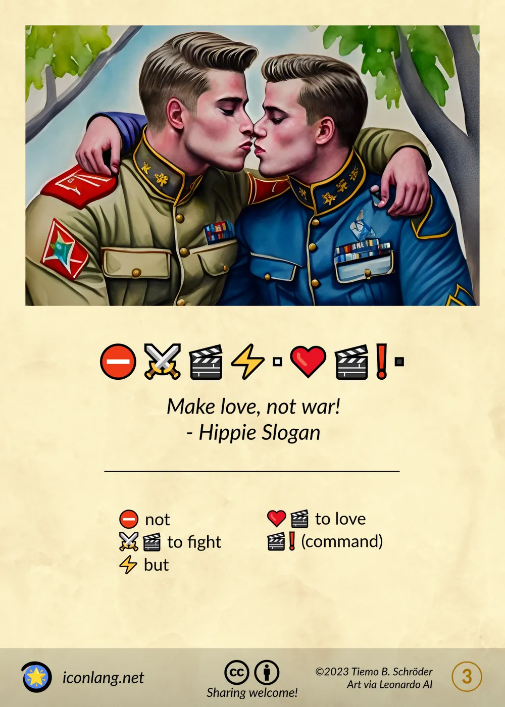 Card: Make love, not war! - Hippie Slogan