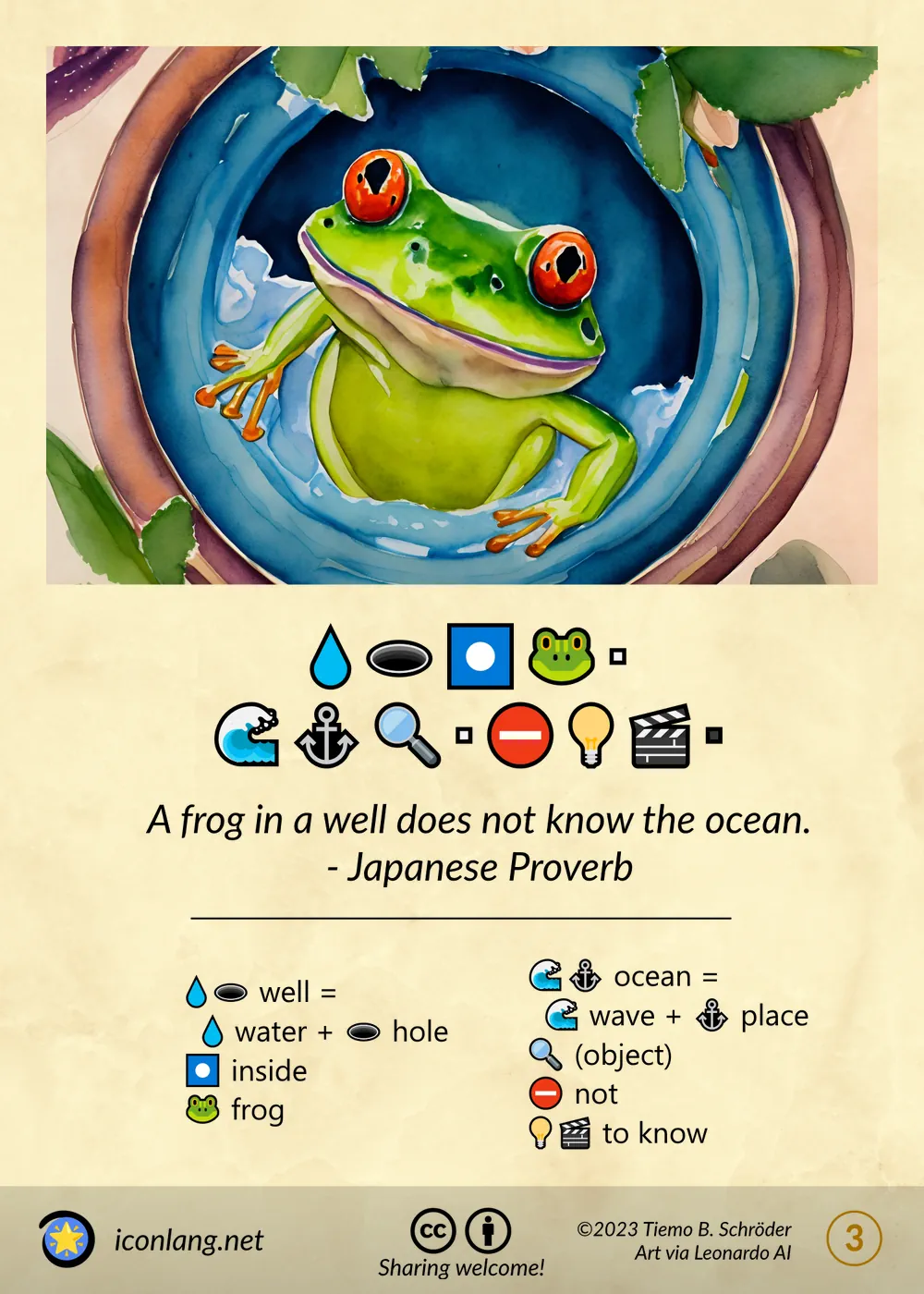 Card: A frog in a well does not know the ocean. - Japanese Proverb