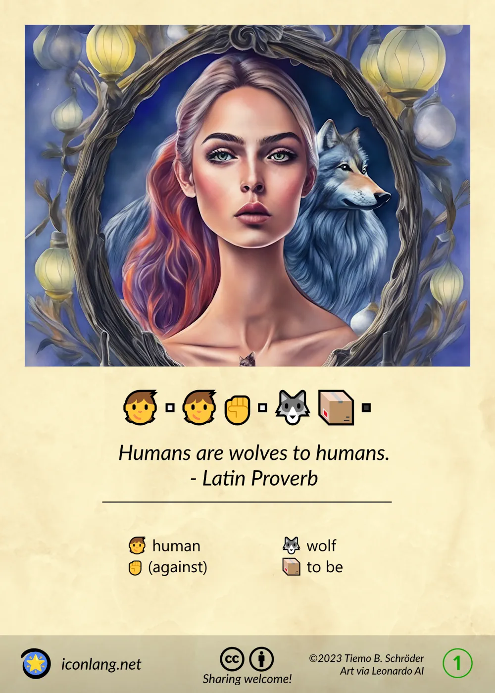 Card: Humans are wolves to humans. - Latin Proverb