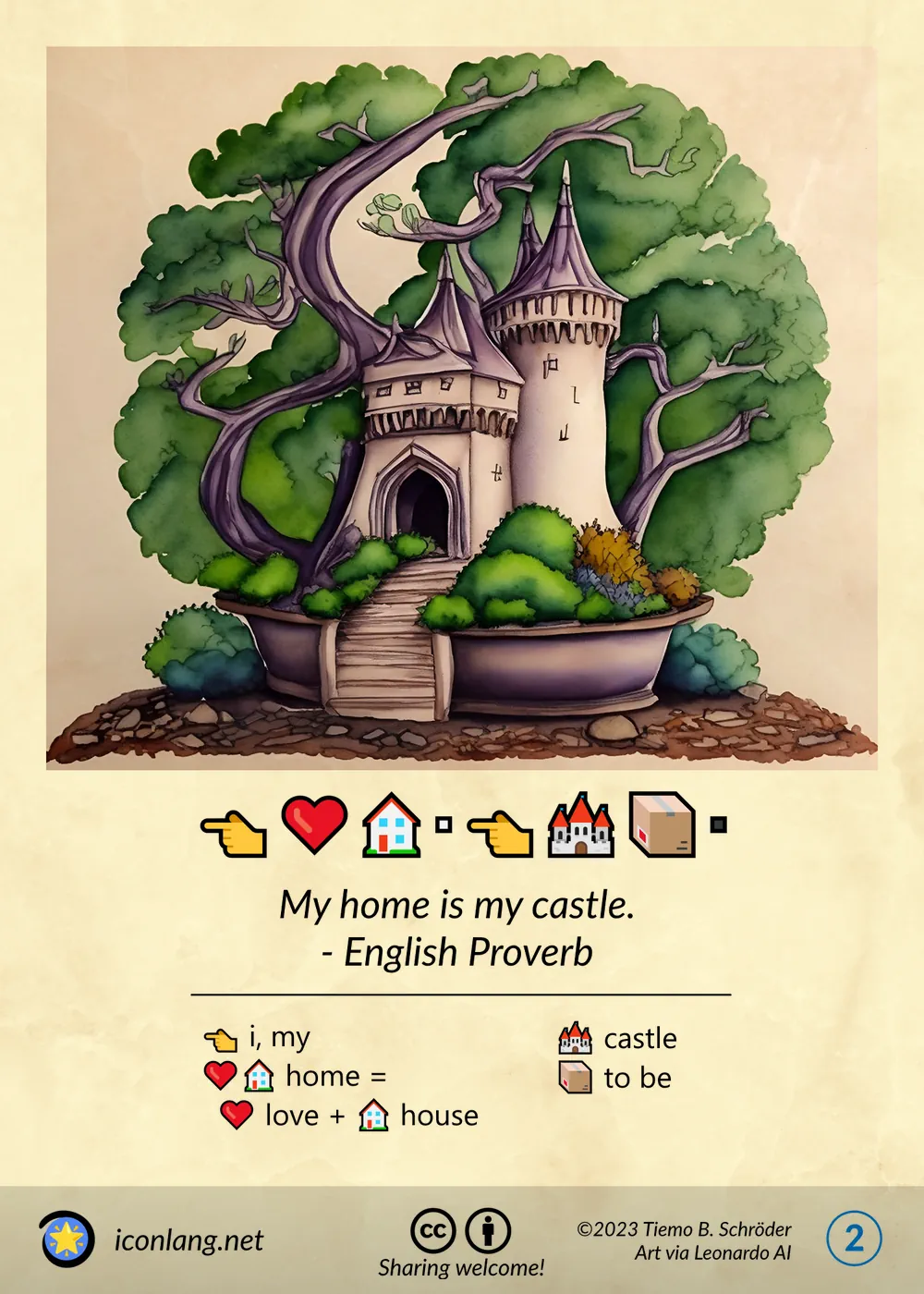 Card: My home is my castle. - English Proverb